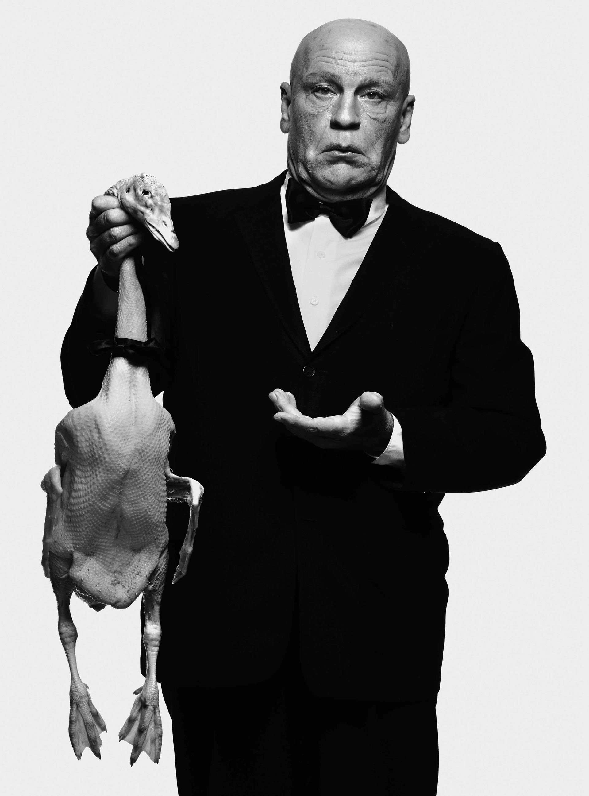 Albert Watson / Alfred Hitchcock with Goose (1973), 2014 © Sandro Miller / Courtesy Gallery FIFTHY ONE, Antwerp