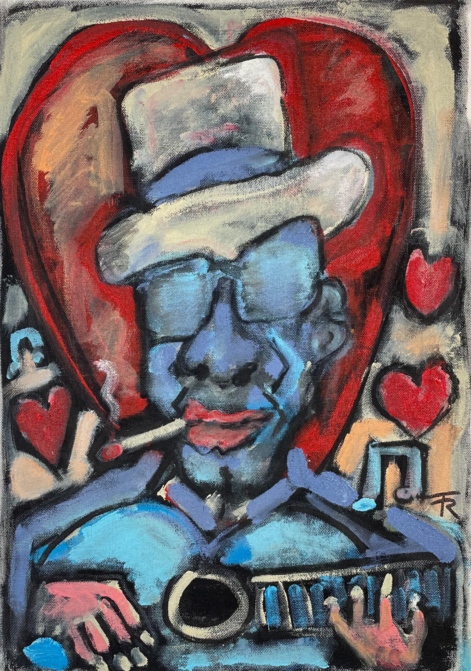 Tom Russell, Beyond the Blues - Lightnin' Hopkins, 2021, acrylic on canvas, 50x35 cm